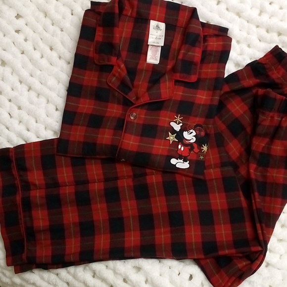 CLASSIC! Disney Mickey Mouse Red Plaid Pajama Set - Picture 1 of 3